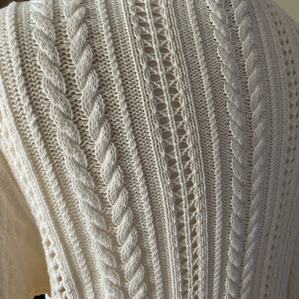 Lauren Ralph Lauren v-neck cable knit L/S cream, peach large, 100% cotton - Picture 6 of 9